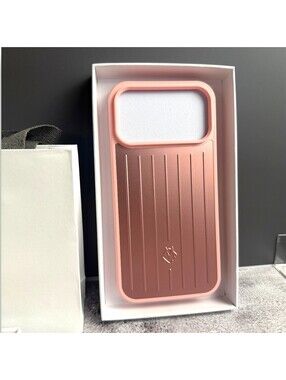 🦩 RIMOWA iPhone 17 Pro Max Case in Pink Aluminum Metal Grooved Luggage Style